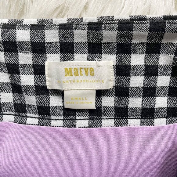 Anthropologie Maeve Black White Gingham Check Bow Waist Tie Pencil Skirt - Picture 4 of 6